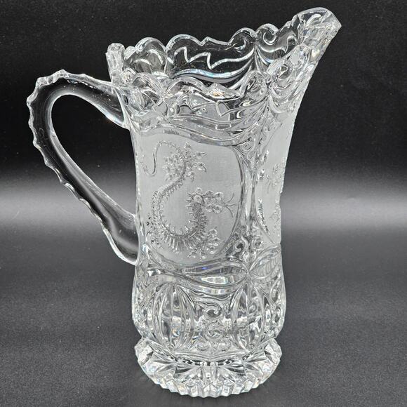 Handcrafted Vintage Hofbauer Crystal Dragon Pitcher - 1950s German Lead Crystal - Picture 2 of 8
